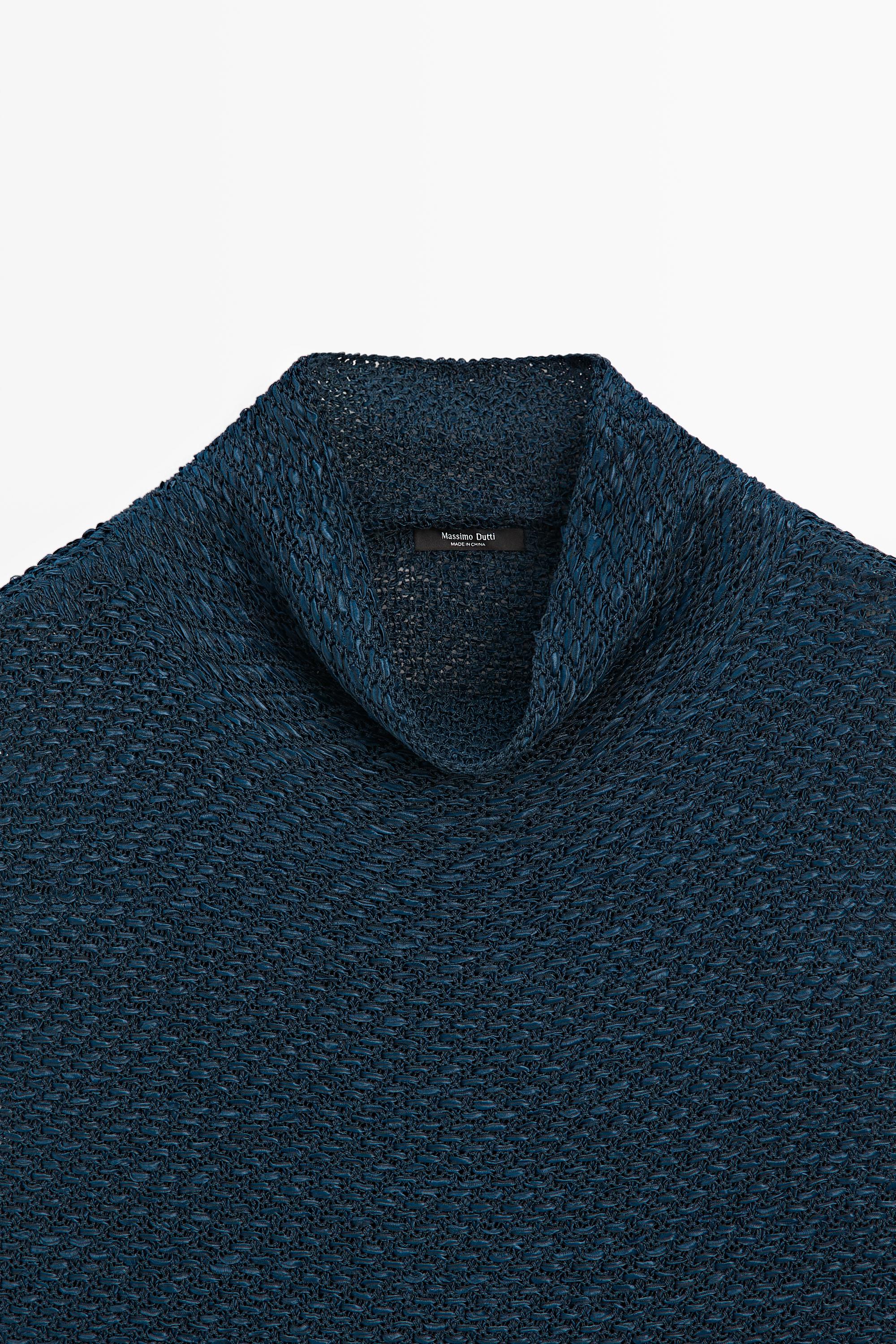 Cotton blend roll neck top